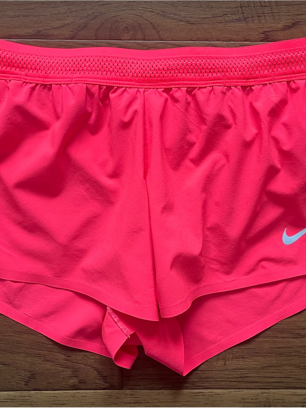 NIKE Aeroswift Running Shorts Hot Pink Neon Coral Sz L Perforated Reflective - Picture 2 of 11